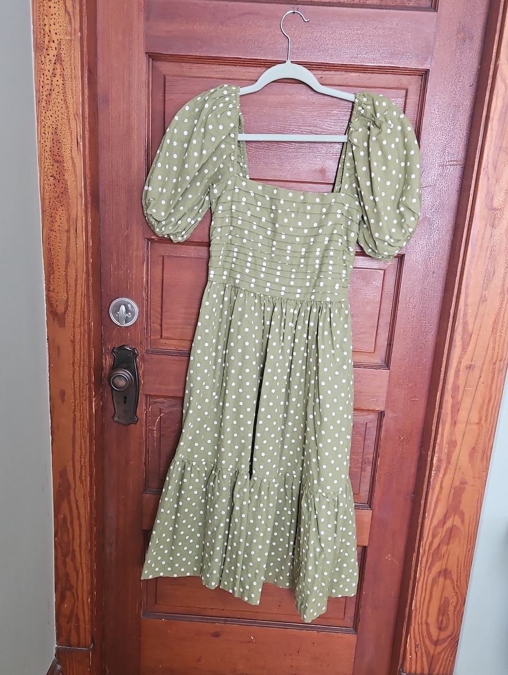 Abercrombie & Fitch Green Polka Dot Midi Dress - Picture 4 of 10